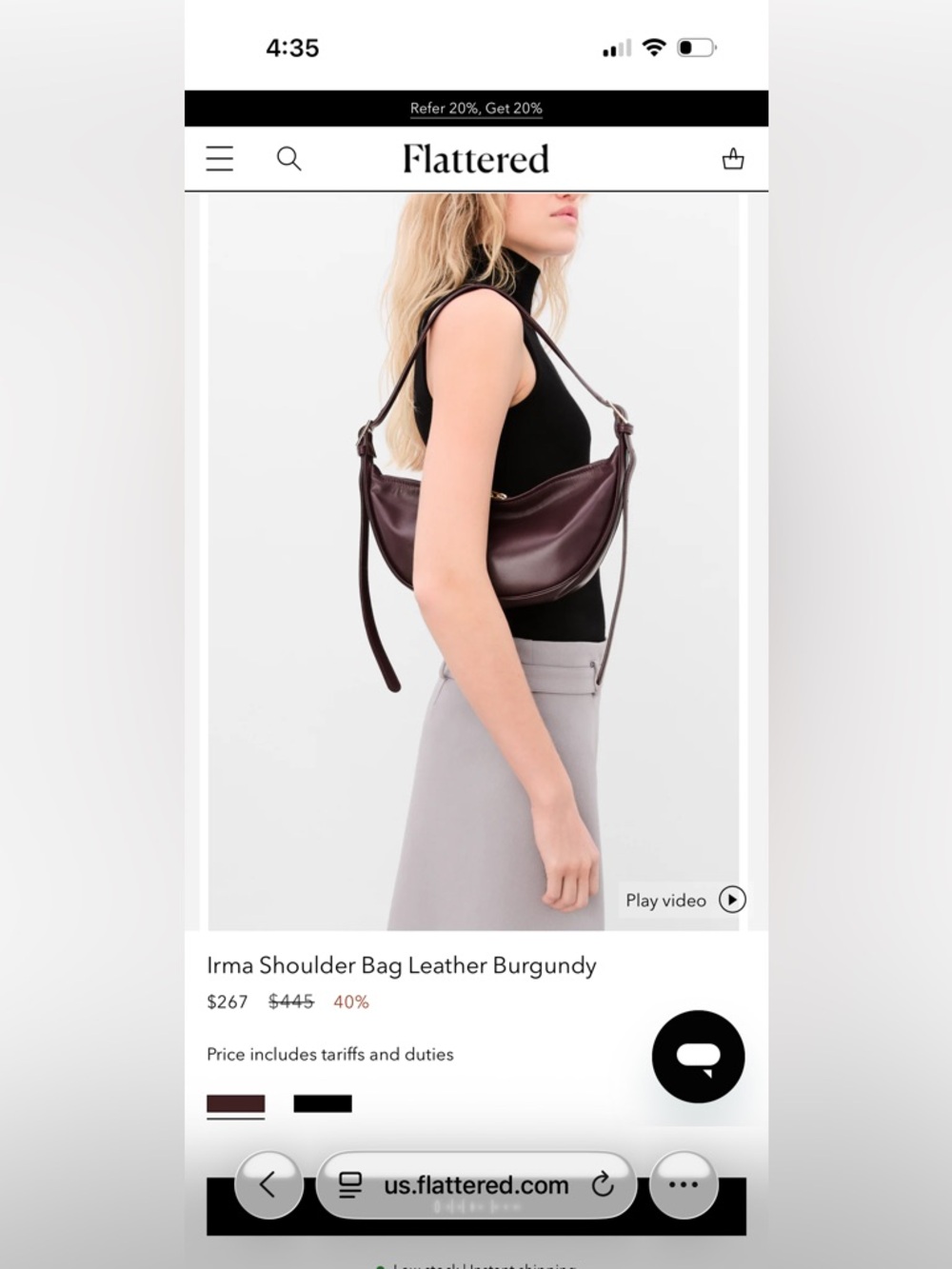 Flattered Irma Shoulder Bag Leather Burgundy - Picture 2 of 14
